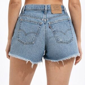 Vintage 90s Levi's 910 3791C Orange Tab High Waist Cutoff Distressed Jean Shorts